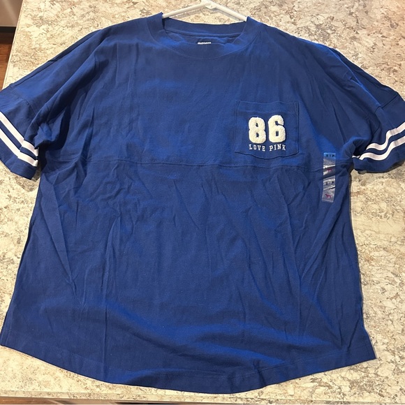 VS PINK Blue Pocket Tee shirt White Logo  NWT Small - Picture 6 of 9